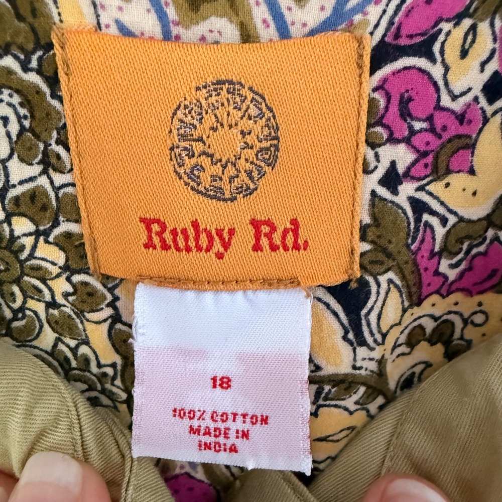 Ruby Rd Boho Floral Embroidered Artsy Cotton Twill Jacket (18) Paisley Cottage - Picture 10 of 16